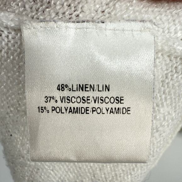 Lafayette 148 New York Knit Linen Blend Button Cardigan White Medium Round neck - Picture 9 of 11